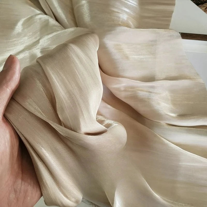 Soft and Shiny Metallic Cool Breeze Satin with Texture Suitable for Wedding Dresses Formal Gowns Designer Clothing Fabrics