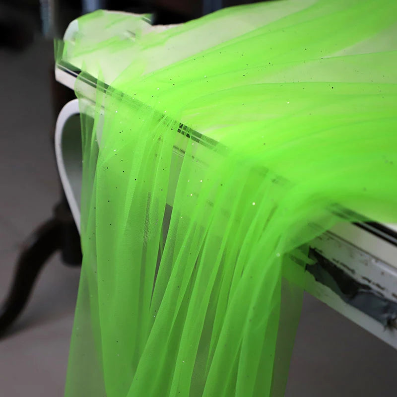 High Quality Thickened Soft Mesh Fabric Gold Spray Silver Flash Yarn for Fashion Wedding Dresses DIY Gown Decorative Fabric