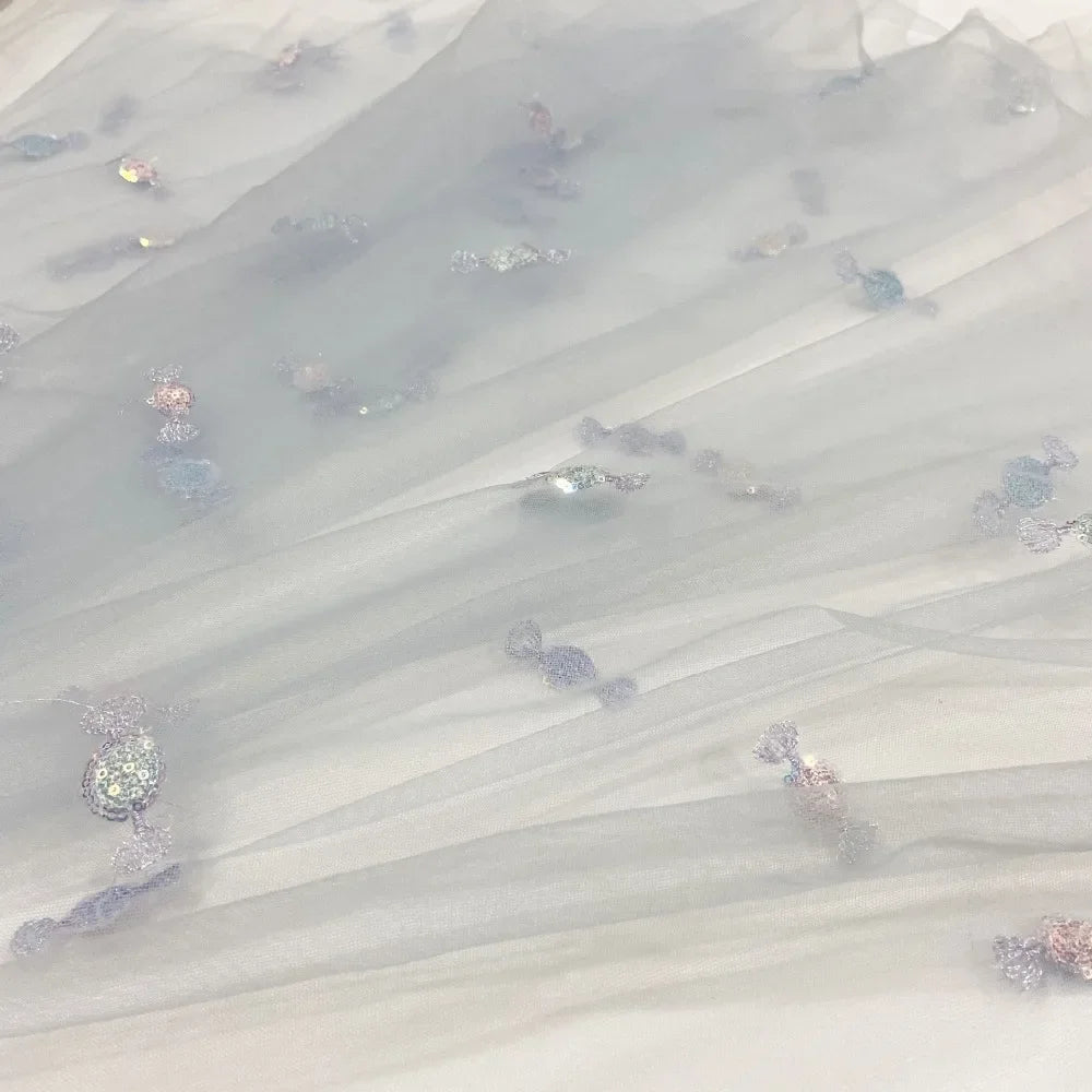 Light And Soft Bead Embroidery Fabric, Fresh And Colorful Candy Children's Clothing, Hair Accessories, Lace Mesh Skirt Fabric