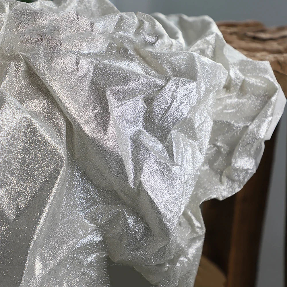 أزرق فضي ختم ساخن ترتر ذهبي ضوء متلألئ عاكس مرونة محبوك ملابس زفاف مصمم القماش