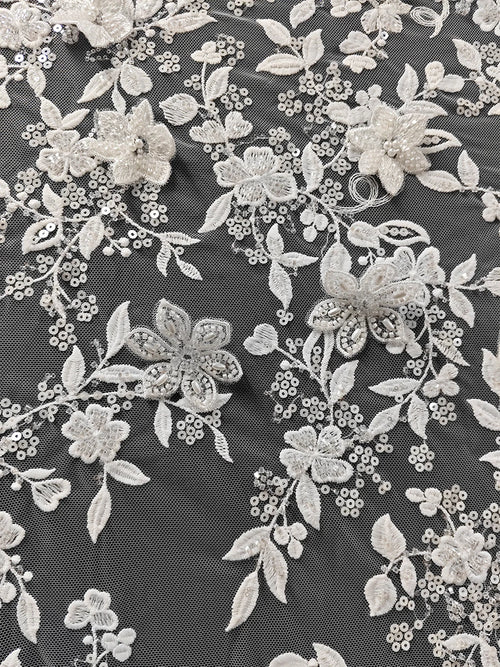 Beaded Sequin Embroidery Lace - Luxury for Wedding Dresses & Decals - fabric photo 2