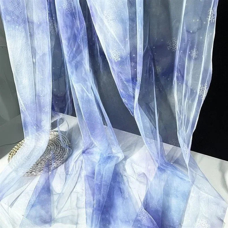 Blue And Purple Mesh Fabric DIY Photo Decoration Soft Background Tablecloth Clothing Handmade Fabric Bridal Dress Wedding Dress
