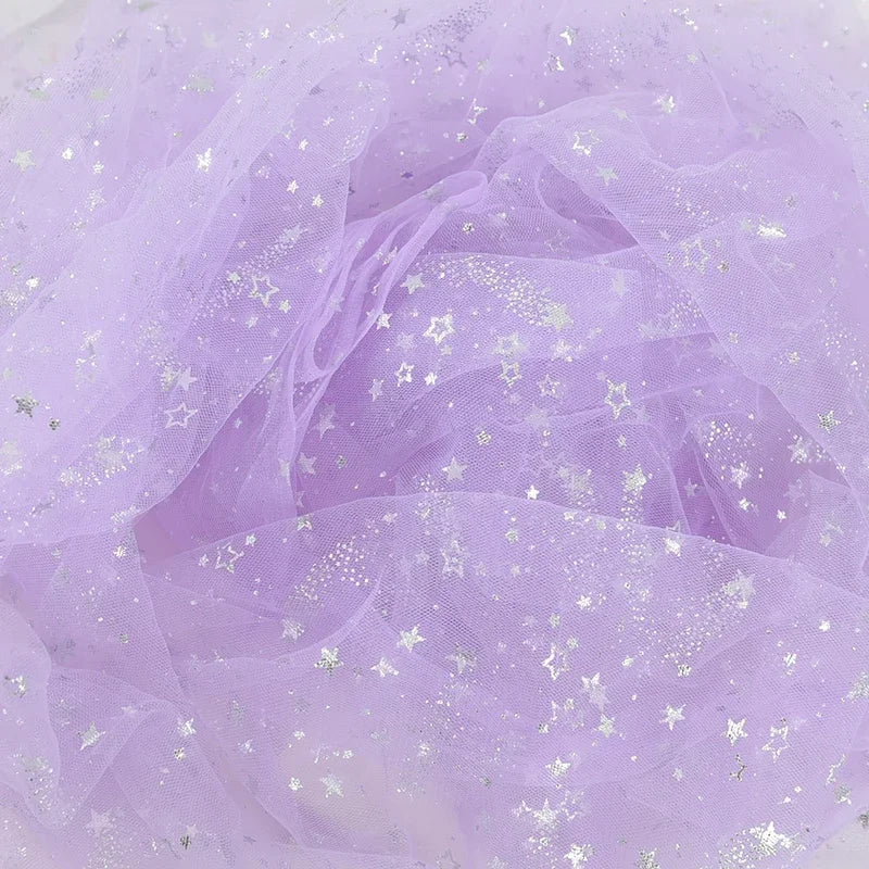 Tela de tul dorado con estrellas, color rosa, azul y morado, con purpurina brillante y bronceado, para manualidades de costura, decoración de fondo para bodas, fiestas de cumpleaños