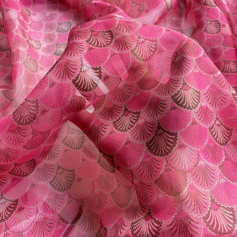 قماش شيفون طبيعي مشفر ثلاثي الأبعاد بنقشة قشور السمك التبتية، قماش عرقي تقليدي، مصمم يدويًا