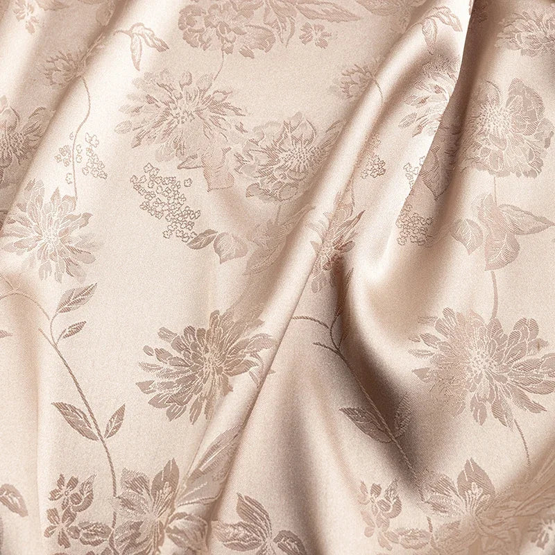 قماش ساتان منقوش بنقشة زهور، قماش ناعم لامع، مثالي لفساتين السهرة وأزياء الزفاف والحرف اليدوية التقليدية من تشيباو
