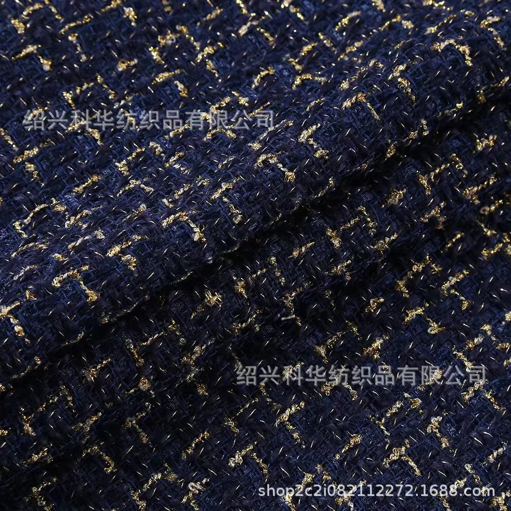 قماش منسوج بخشونة على شكل عطر صغير، شبكة سلكية ذهبية، قماش تويد عصري مطاطي، ملابس نسائية عصرية، قماش حرفي