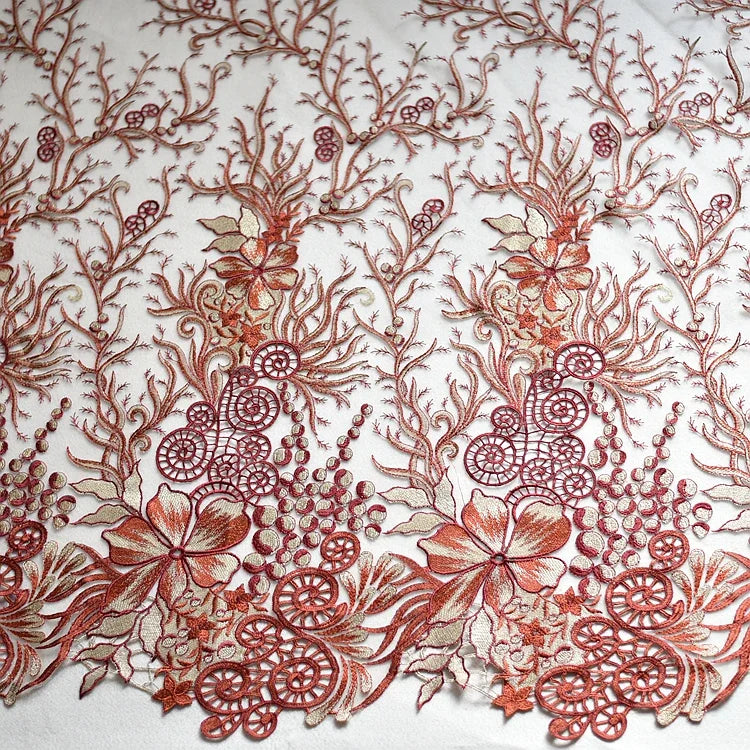 قماش دانتيل مطرز عالي الجودة - مادة عصرية 135 سم