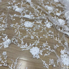 فستان زفاف من نسيج دانتيل شبكي شفاف رقيق مع تطريز زهرة اللؤلؤ، تصميم إبداعي لملابس المسرح