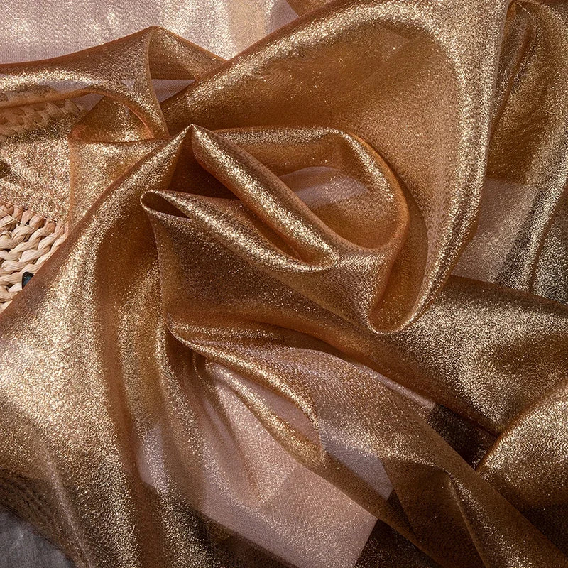 أزرق أسود أحمر وردي لامع شفاف قليلاً من الأورجانزا فستان زفاف فستان سهرة زي مسرحي قماش مزخرف