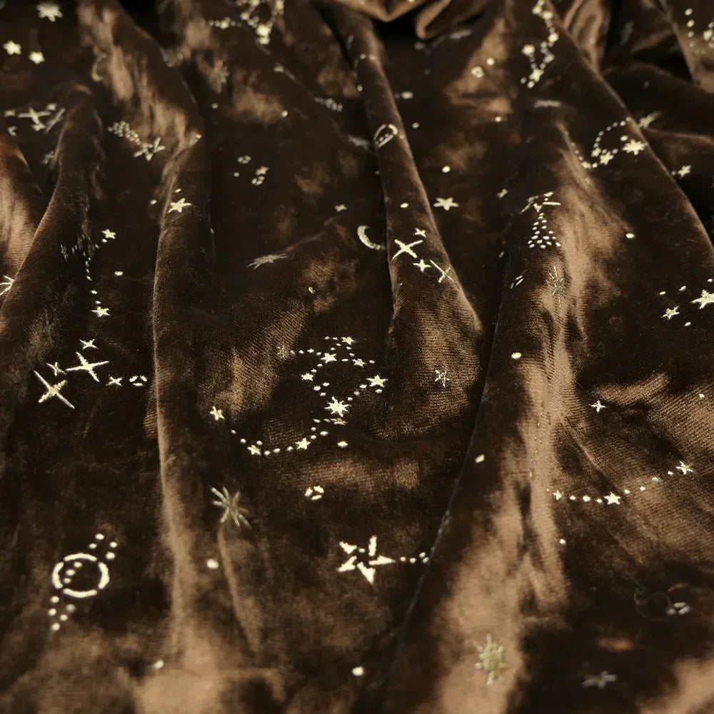 قماش مخملي ماسي مطبوع عليه سماء مرصعة بالنجوم - فستان سهرة - مقاس 160 سم