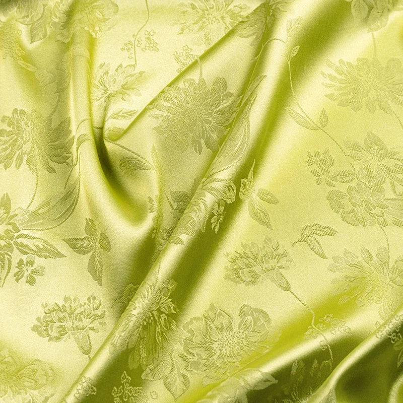 قماش ساتان منقوش بنقشة زهور، قماش ناعم لامع، مثالي لفساتين السهرة وأزياء الزفاف والحرف اليدوية التقليدية من تشيباو