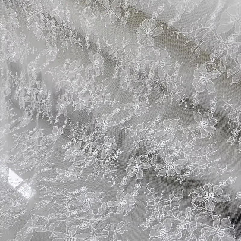 Large Floral Lace Embroidery Sequins Sheer Tulle Lace Fabric DIY Wedding Dress Evening Gown Bridal Attire Formal Decor Clothing