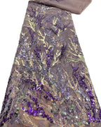 Exquisite colorful sequined net-sheen embroidered lace fabric used for wedding gowns evening dresses mother's clothing  fabric