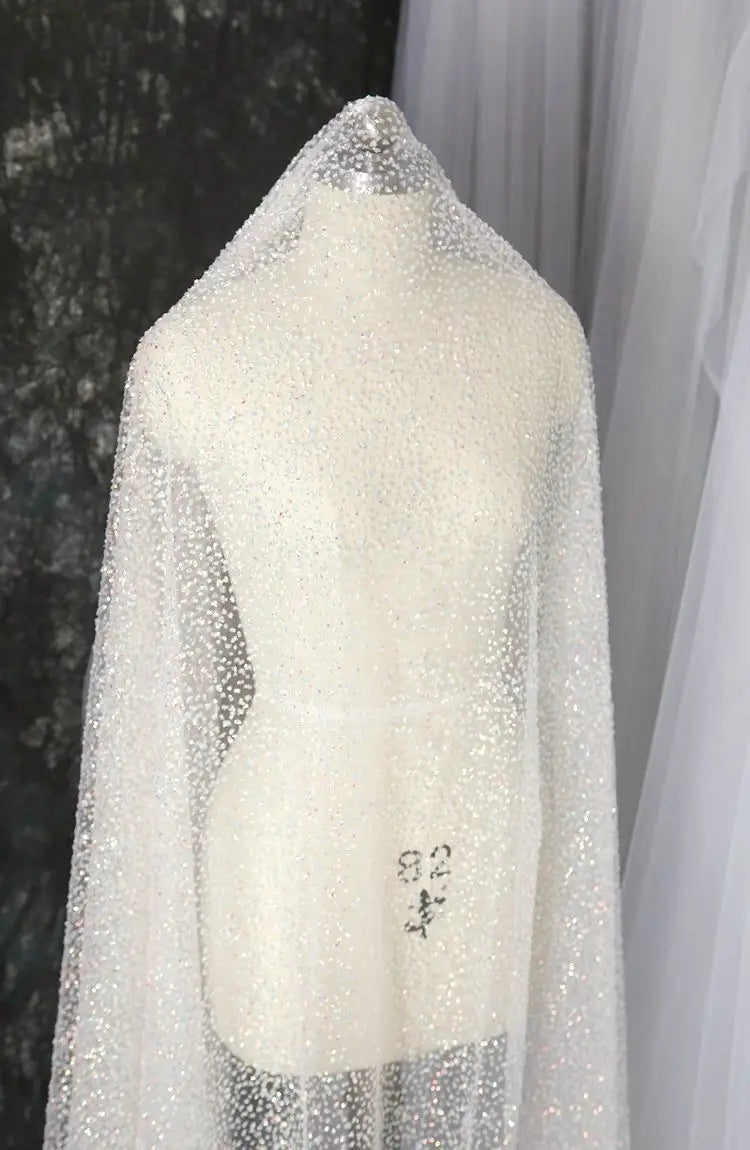 قماش دانتيل ملون ولامع مناسب لفساتين الزفاف والفساتين الرسمية وأغطية الرأس والعناصر الزخرفية وما إلى ذلك