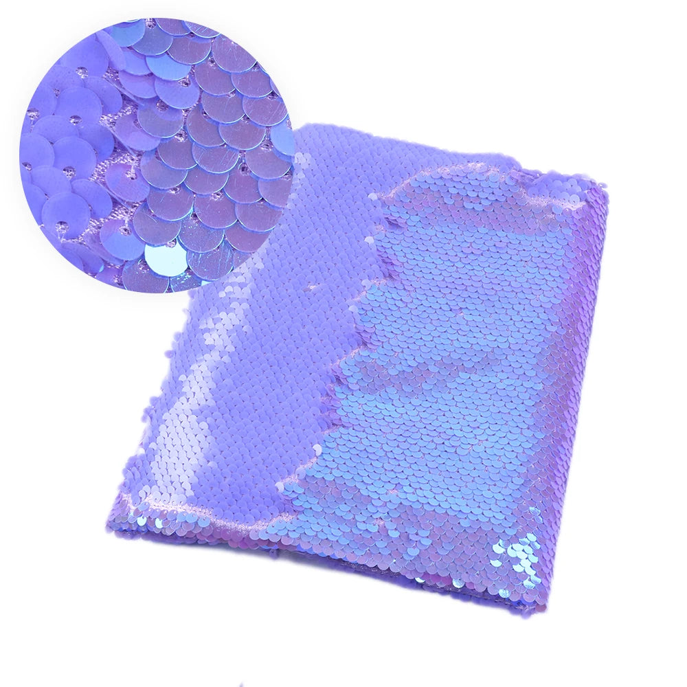 Tela reversible con lentejuelas para vestido de noche, de dos colores, para manualidades creativas, con lazo para el pelo, para bolso o bolso.