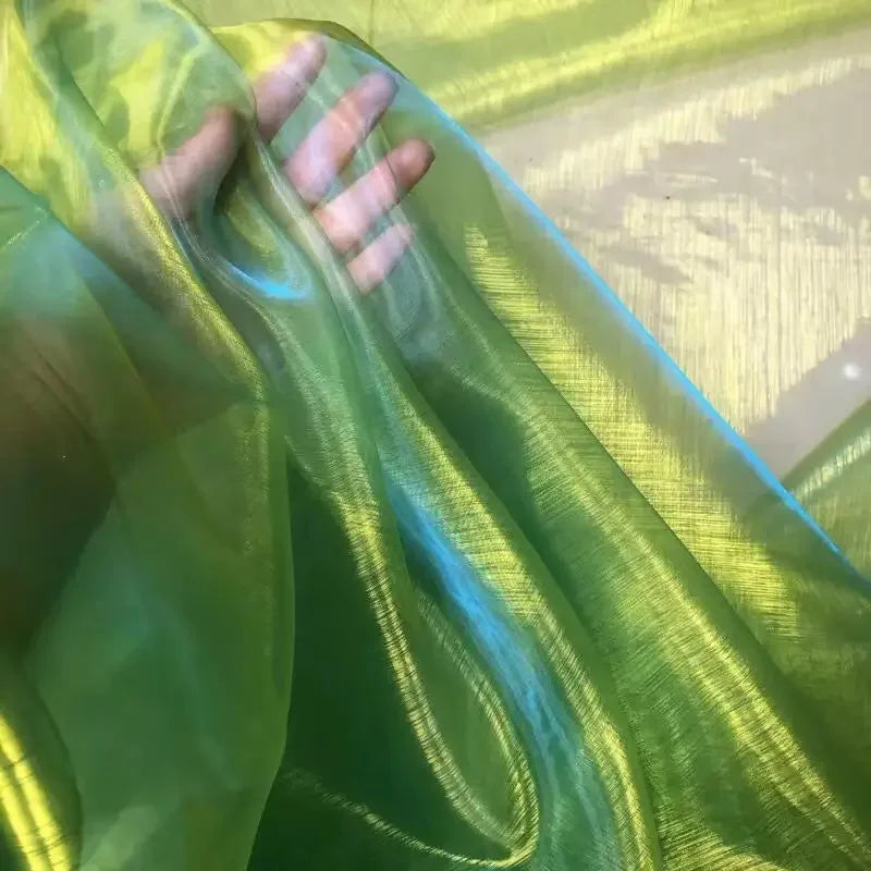 Unique Fabric Transparent Organza Sheer Cloth Sparkling Material For Wedding Dress Elegant Evening Gown Couture Design Clothing