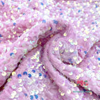 Tela elástica de terciopelo con lentejuelas y bordado tridimensional para costura de vestidos de noche y ropa.