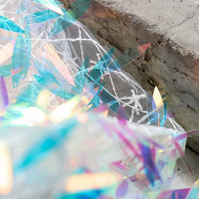 Gradually changing color sequined laser lace fabric sewing stage costumes fashion dresses children's clothing diy fabric