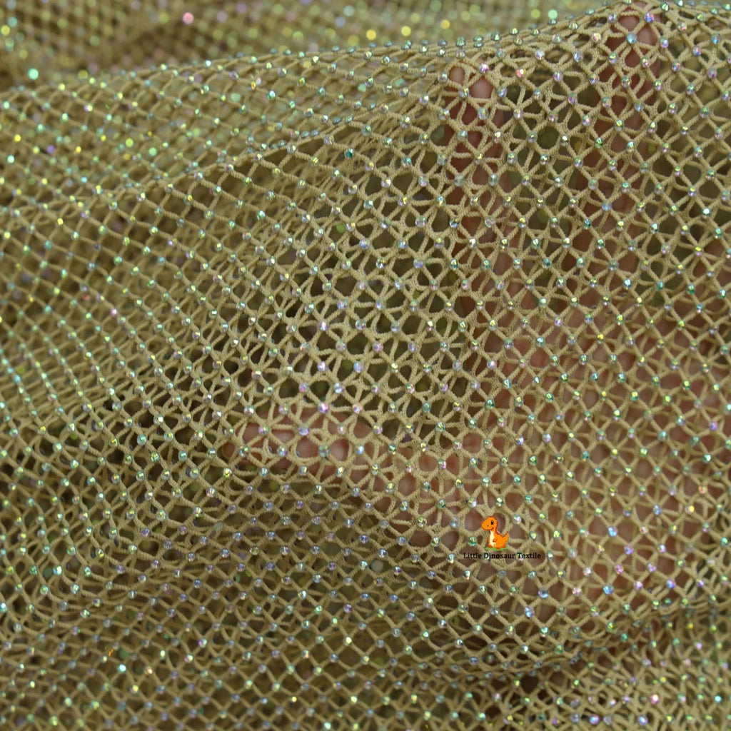 Tela de malla color albaricoque intenso con diseño de diamantes para decoraciones de fondos de cosplay y accesorios de diseño, material transpirable para bricolaje