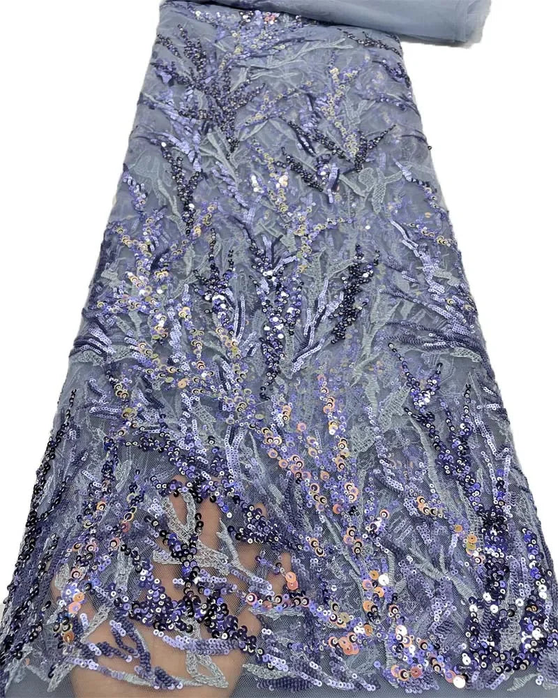 Exquisite colorful sequined net-sheen embroidered lace fabric used for wedding gowns evening dresses mother's clothing  fabric