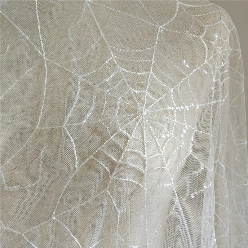 Creative Spider Web Sequins Lace Fabric, Embroidery Accessories, Wedding Dress, Children's Stage Clothing, DIY