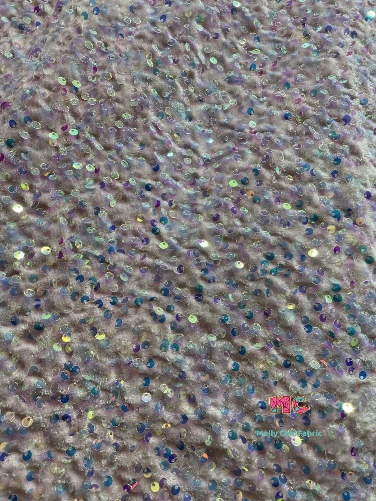 Tela elástica de terciopelo con lentejuelas y bordado tridimensional para costura de vestidos de noche y ropa.