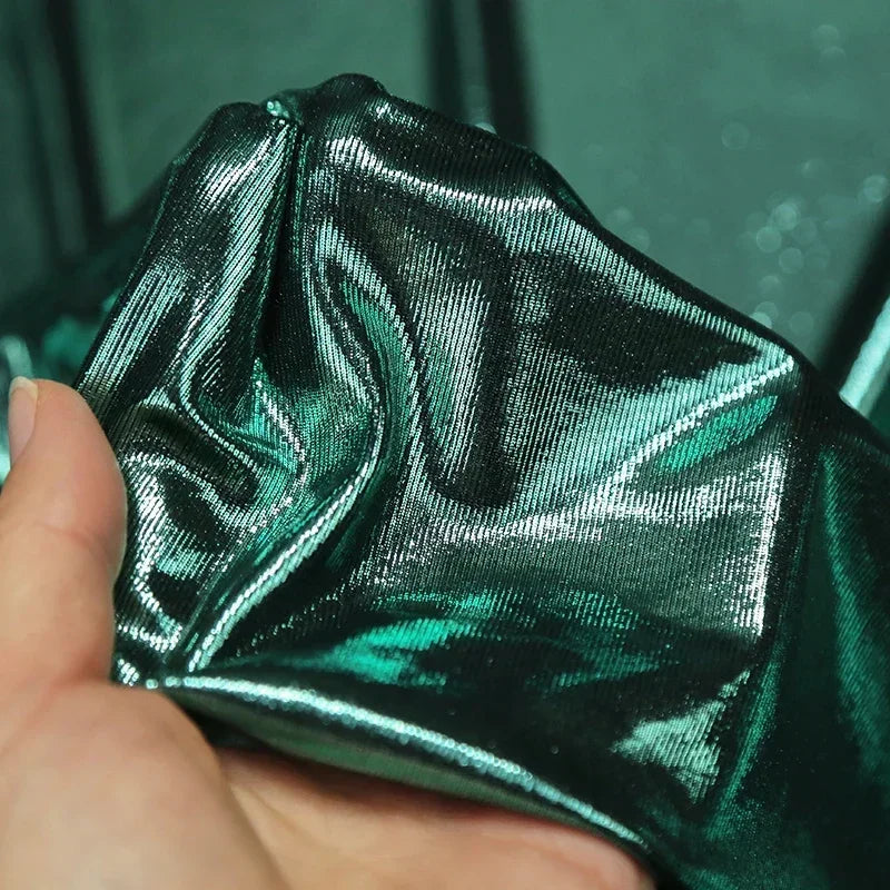 قماش جلدي معدني ذهبي فضي - مادة مرنة فائقة النحافة 150 سم