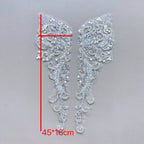 Apliques de encaje blanco de alta calidad, tela de encaje con cuentas, accesorios para vestidos de novia y vestidos de noche, accesorios de ropa hechos a mano