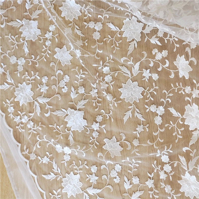 New Dress White European Leaf Lace Wedding Dress Children's Clothing Doors Curtains TableclothsChildren'sClothingMaterialsFabric