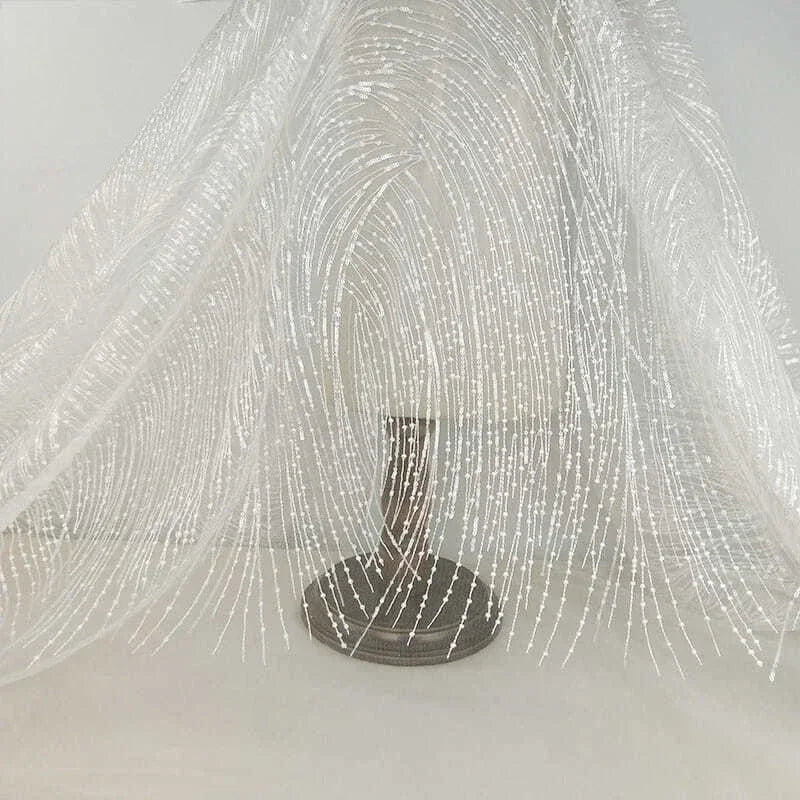 Exquisito bordado de lentejuelas, malla soluble en agua, tela de bordado de moda, costura para vestidos de boda y de noche, telas DIY.