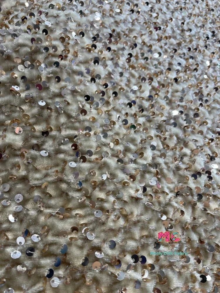 Tela elástica de terciopelo con lentejuelas y bordado tridimensional para costura de vestidos de noche y ropa.