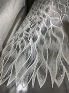 Tela de encaje de malla brillante de lujo con tul bordado de ondas plateadas brillantes para vestido de noche, material de costura DIY