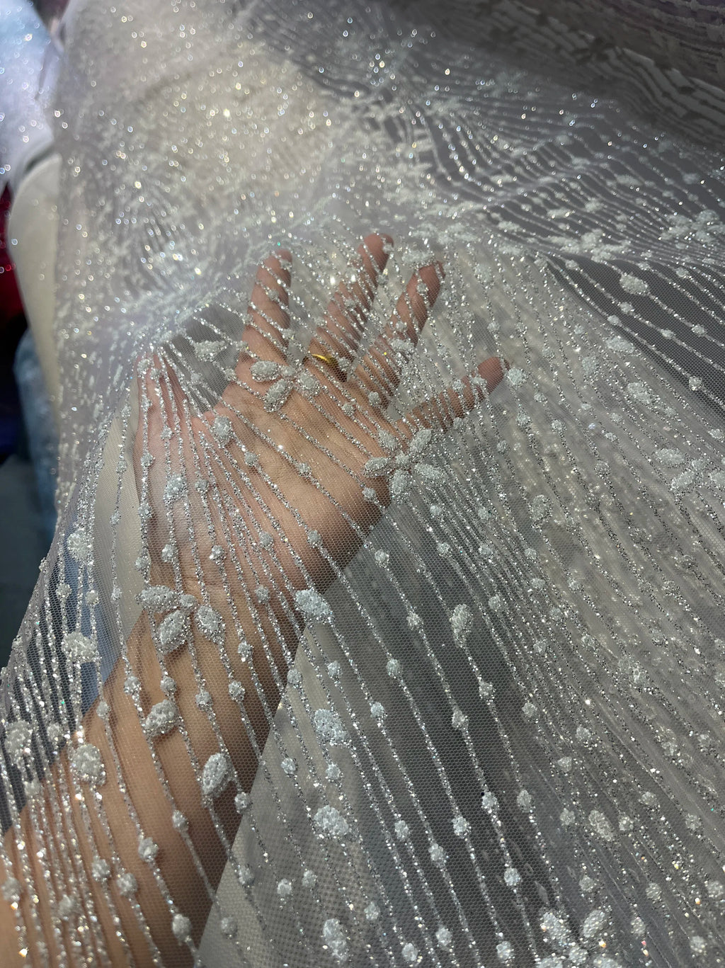 Lentejuelas de Super Hada, Ramas de Flores, Tela de Malla, Vestido de Novia, Tela de Encaje de Moda, Accesorios de Bricolaje Hechos a Mano