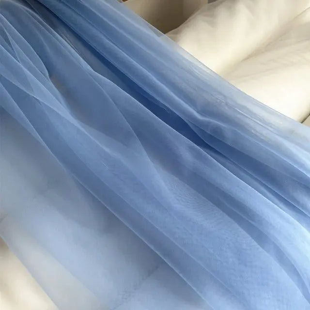Tela de malla de gasa ligera con efecto niebla, hilo de tul azul suave, velo de fondo DIY, vestido de novia, tul de hadas, material de decoración nupcial