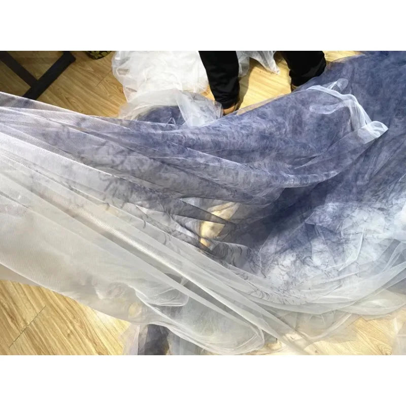 قماش شبكي مطبوع عالي الجودة بألوان متدرجة لخياطة فساتين السهرة وملابس الأطفال وتنورة منتفخة وقماش خفيف الوزن