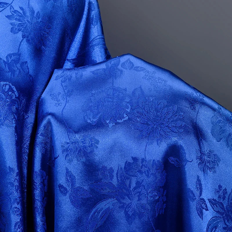 قماش ساتان منقوش بنقشة زهور، قماش ناعم لامع، مثالي لفساتين السهرة وأزياء الزفاف والحرف اليدوية التقليدية من تشيباو