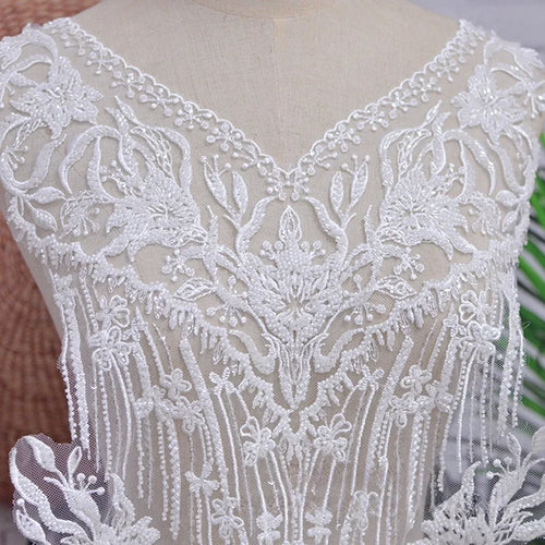 Beaded Lace Floral Applique - Elegant for Wedding Dress & Evening Gown - fabric photo 2