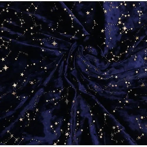 Gold foil studded constellation velvet fabric diamond shine glued foil meteor pattern for cheongsam dress stage and DIY sewing