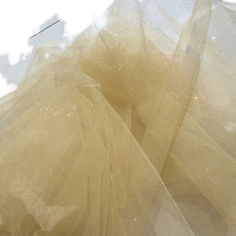 Champagne Glitter Crystal Mesh Tulle - Shiny for Wedding Dress Backdrops