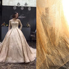 Tela de sarga con bordado aleatorio de encaje y lentejuelas para vestido de novia, hecha a mano, tela decorativa DIY, diseño de graduación, decoración