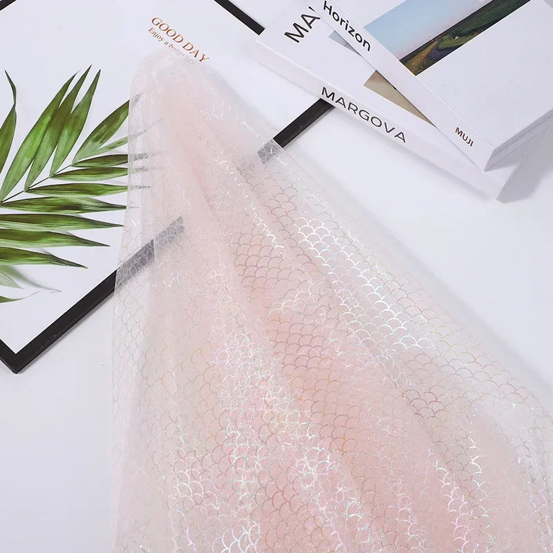Hot-selling New Symphony Fish Scale Hot Stamping Mesh Princess Elsa Dress Amazon Toys Children's Clothing Fabric Dress Cloth