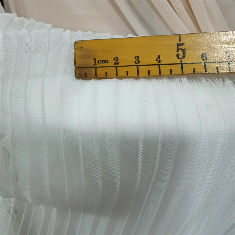 High end designer mesh pleated fabric, accordion pleated high drape fabric, semi transparent mesh stage fabric