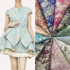 Gold Thread 3D Relief Artistic Print Clothing Fabric - Dress Evening Gown Coat Designer