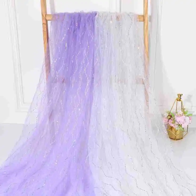 Wavy Sequined Net Fabric Suitable For Wedding Dresses Formal Gowns Children's Wear Dresses And Headwear