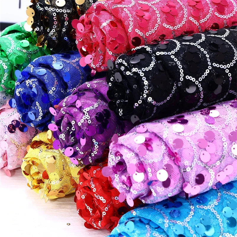 Premium Mermaid Sequin Mesh Fabric Shiny Fish Scale Netting High-End Wedding Decoration Evening Gown Designer Material Clothing