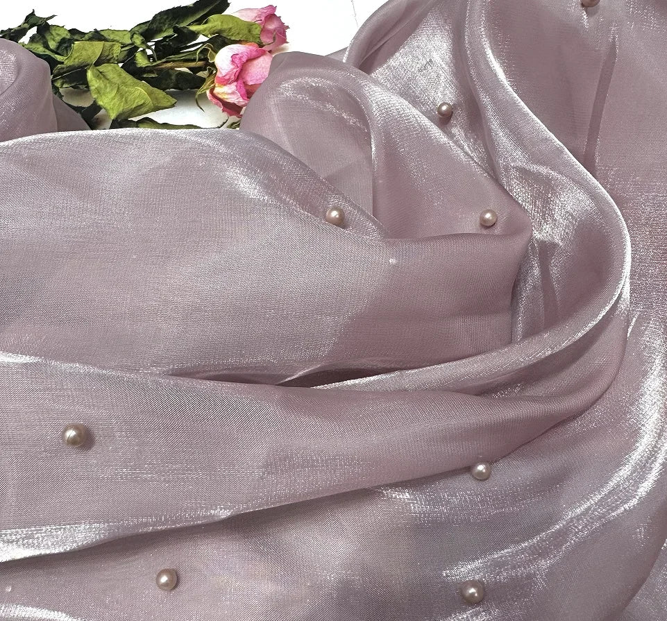 مادة خيوط ساتان عاكسة مطرزة باللؤلؤ ثلاثي الأبعاد عالية الكثافة لخياطة ملابس لوليتا وقماش فستان الزفاف