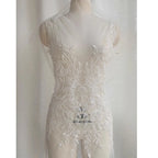 Black and white leaf flower nail bead lace large flower piece sewing wedding dress chest decoration embroidery piece