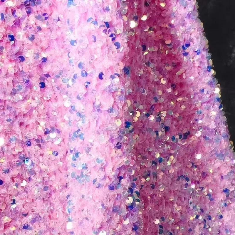 3MM Sequin Velvet Fabric - Elegant for Evening Gown & Stage Costume - fabric photo 3