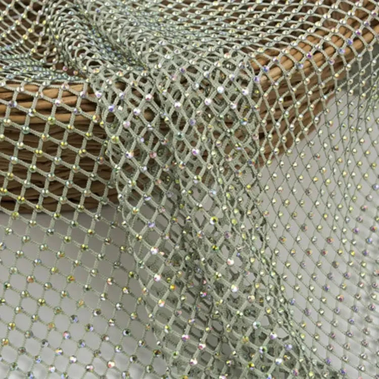 قماش شبكي مطاطي فاخر متباين الألوان للنساء فستان سهرة مخصص عالي الجودة مزين بأحجار الراين