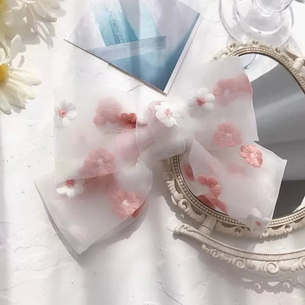 3D Rose Embroidered Organza - Stage Performance & Dress Fabric